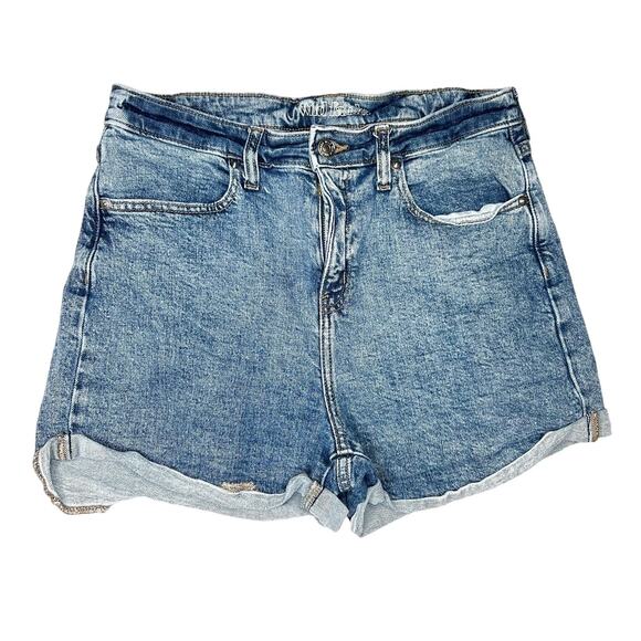 Wild Fable High Rise Short Jean Blue Denim Raw Hem Cotton Stretch Sz 12 31R - Picture 1 of 8